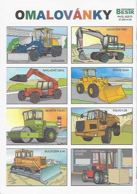 Omaľovánky Bestr A5 Stroje
